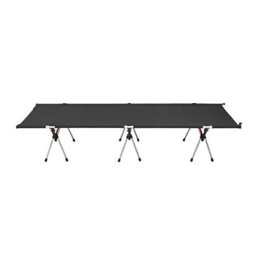 QBSHLHT Leicht zu montieren Klappbett for Den Außenbereich, Klappbett Aus Aluminiumlegierung, Tragbares Camping-Feldbett, Höhenverstellbares Camping-Schlafbett - Perfekt für kleine Räume(Black) von QBSHLHT