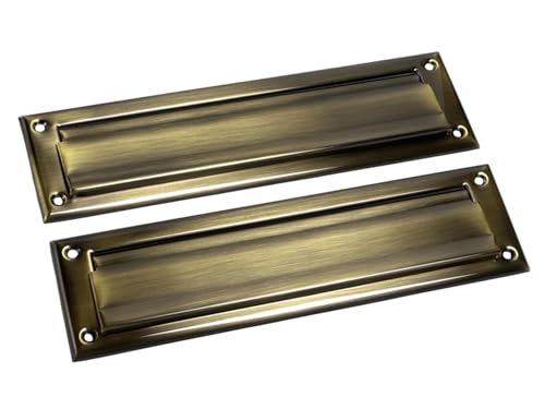 QCAA Briefschlitz aus massivem Messing, mit massiver Messingrückplatte, 33 x 9,2 cm, antikes Messing, 1 Stück, hergestellt in Taiwan von QCAA