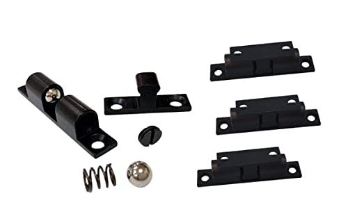 QCAA Doppelkugelschnäpper aus massivem Messing, 60 mm, mit #304 Edelstahlkugel und Zugfeder, mattschwarz, 4 Stück, hergestellt in Taiwan von QCAA