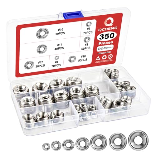 QCDENG 350-teiliges Edelstahl-Finish-Unterlegscheiben-Sortiment, Senkkopf-Unterlegscheiben #4#6#8#10#12#14#16 von QCDENG