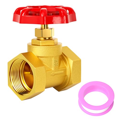 QCDENG DN15 1/2 Zoll Innengewinde Messing Industrie Absperrventile Schwerlast Absperrventile Rad Roter Griff für Wasser Öl Luft von QCDENG