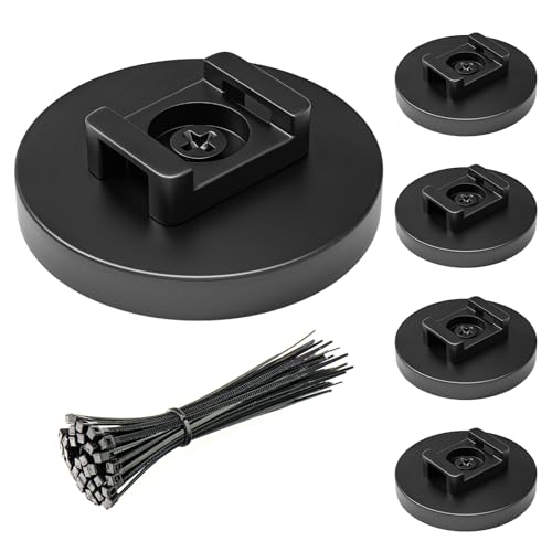 QCDENG Magnetische Drahthalterung, Mehrzweck-Kabelsockel, magnetische Drahtmanagement-Basis mit 60 lösbaren Kabelbindern (43 x 16 mm), 5 Stück von QCDENG