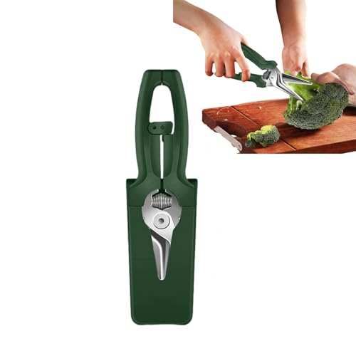 Multifunktionale arbeitssparende Küchenschere, multifunktionale Kochschere, mit abnehmbarer Abdeckung, federunterstützte Küchenschere, for Hühnchen, Grillgemüse(Green) von QCDZSW
