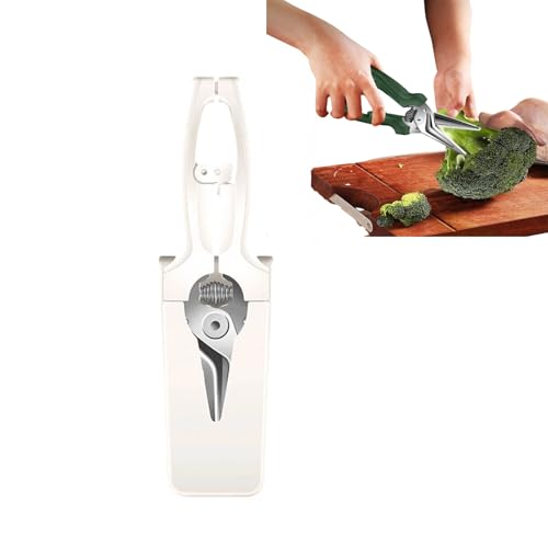 Multifunktionale arbeitssparende Küchenschere, multifunktionale Kochschere, mit abnehmbarer Abdeckung, federunterstützte Küchenschere, for Hühnchen, Grillgemüse(White) von QCDZSW