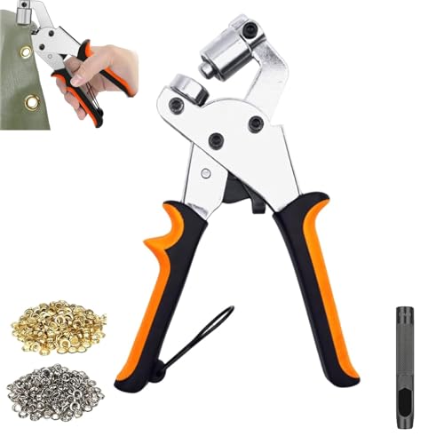Professionelles Ösen-Set, Hand-Ösen-Sets mit Zange, tragbares Ösen-Setzwerkzeug, for Stanzen runder Löcher in Leder, Planen, Stoff(Black,100Pcs) von QCDZSW