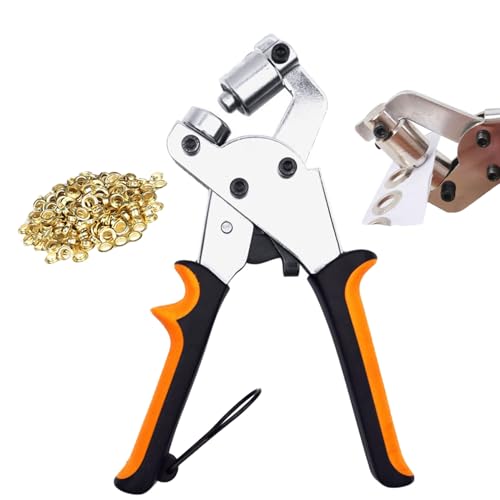 Professionelles Ösen-Set, tragbares Ösensetzwerkzeug, Ösen und Ösen, robuster Ösensetzer for Segeltuch, Leder, Stoff, Planen, Vorhänge, Banner(Black-Orange,Gold) von QCDZSW