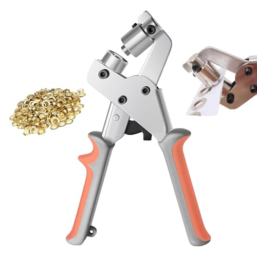 Professionelles Ösen-Set, tragbares Ösensetzwerkzeug, Ösen und Ösen, robuster Ösensetzer for Segeltuch, Leder, Stoff, Planen, Vorhänge, Banner(Gray-Orange,Gold) von QCDZSW