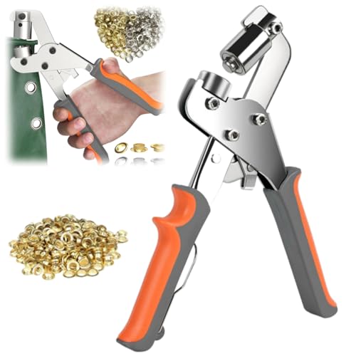 Robustes professionelles Ösen-Werkzeugset, Stanzwerkzeug-Ösen, manuelle Ösen-Stopfsets, tragbares Ösensetzwerkzeug for Planen, Stoff, Leder, Segeltuch(Gold,500Pcs) von QCDZSW