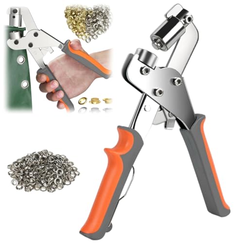 Robustes professionelles Ösen-Werkzeugset, Stanzwerkzeug-Ösen, manuelle Ösen-Stopfsets, tragbares Ösensetzwerkzeug for Planen, Stoff, Leder, Segeltuch(Silver,500Pcs) von QCDZSW