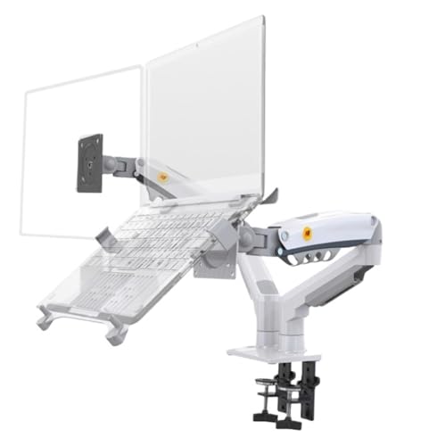 Verstellbarer TV-Ständer F160 10-17,3 Zoll Laptop-Halterung 360 Grad Drehbar 10-27 Zoll Air Press Motion Strut LCD-TV-Tischbildschirmständer Monitor-Schreibtischstütze(White) von QCEJVNXZL