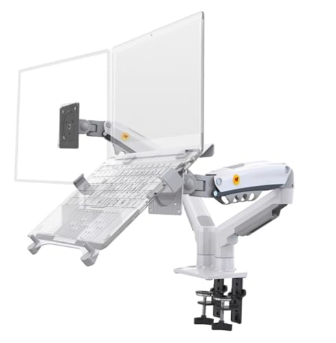 Verstellbarer TV-Ständer F160 10-17,3 Zoll Laptop-Halterung 360 Grad Drehbar 10-27 Zoll Air Press Motion Strut LCD-TV-Tischbildschirmständer Monitor-Schreibtischstütze(White With cable) von QCEJVNXZL