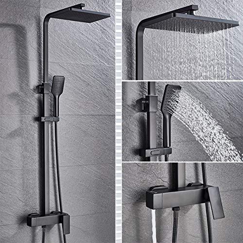 Duschenkleidung, 3-Wege-Wandhalterung Regen Handbrause Set Drehen Badewanne Auslauf Gießkanne Wasserhahn Multicolor(Black) von QCKNKMGG