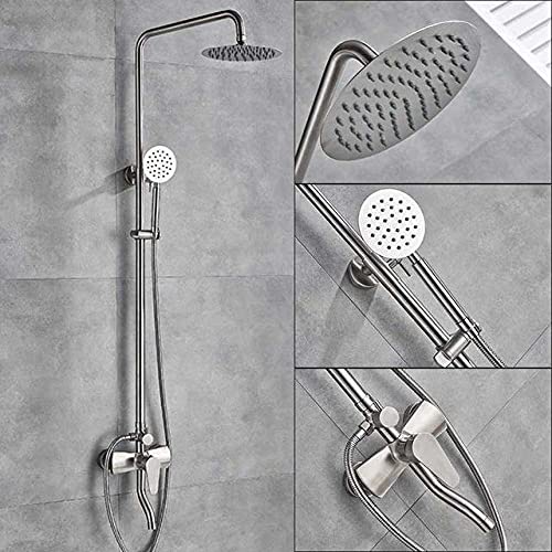 Duschenkleidung, Aufputz-Badewannen-Duschmischer-Set mit 8-Zoll-Regenduschkopf und Handbrause in gebürstetem Nickel(Brushed Nickel B) von QCKNKMGG