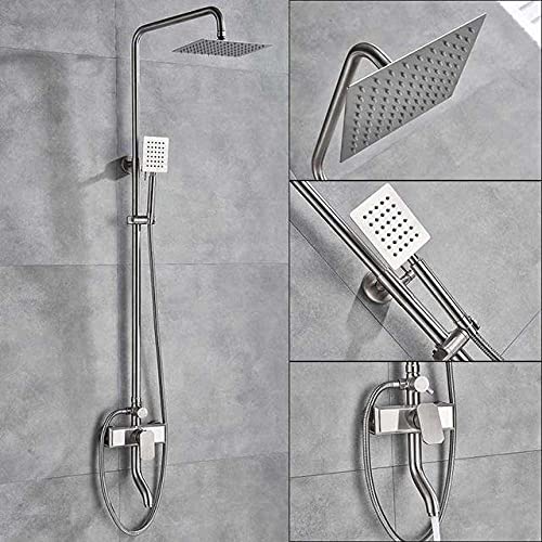 Duschenkleidung, Aufputz-Badewannen-Duschmischer-Set mit 8-Zoll-Regenduschkopf und Handbrause in gebürstetem Nickel(Brushed Nickel C) von QCKNKMGG