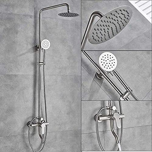 Duschenkleidung, Aufputz-Badewannen-Duschmischer-Set mit 8-Zoll-Regenduschkopf und Handbrause in gebürstetem Nickel(Brushed Nickel a) von QCKNKMGG