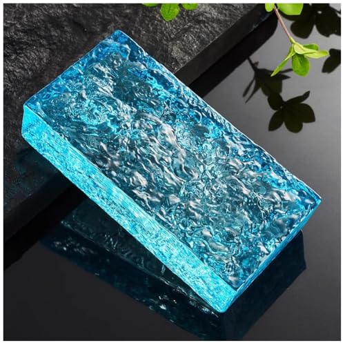 Kristallglasfliesen, Glasbausteine ​​20x10x5 cm, mehrfarbig, lichtdurchlässig, schneidbar, schlagfest, for Heimbüro, DIY-Trennwände(Blue-b) von QCKNKMGG