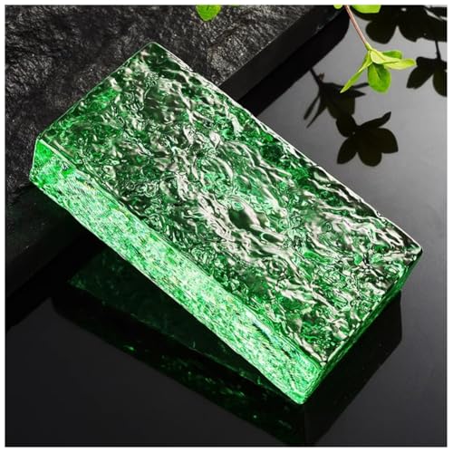 Kristallglasfliesen, Glasbausteine ​​20x10x5 cm, mehrfarbig, lichtdurchlässig, schneidbar, schlagfest, for Heimbüro, DIY-Trennwände(Green) von QCKNKMGG