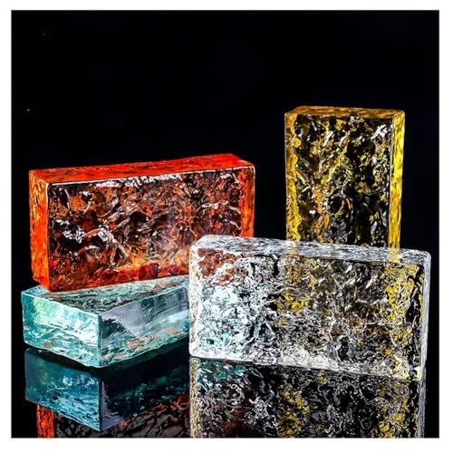 Kristallglasfliesen, Glasbausteine ​​Kristallziegel Multicolor 200x100x50mm Schalldämmung Gebäudewandtrennwände(Blue-a) von QCKNKMGG
