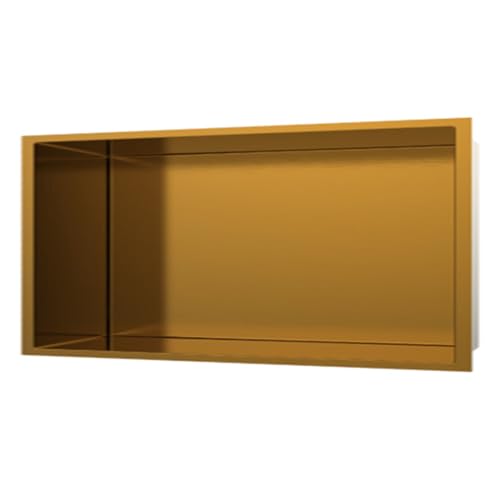 QCKNKMGG Edelstahl, Duschnische Edelstahl Einbau Badezimmer Wand Seifennische Nook Einsatz Schwarz Gold 24x12x4,7 Zoll(Gold) von QCKNKMGG
