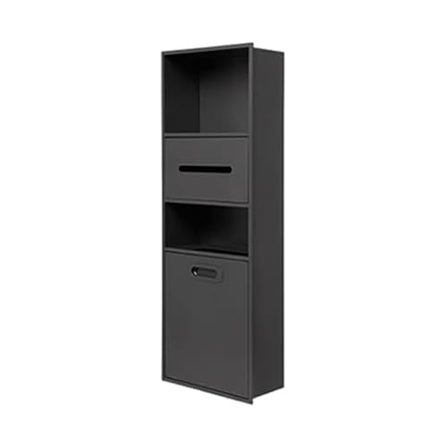 QCKNKMGG Edelstahl, Edelstahl-Einbauduschennische, Keine Fliesen, Doppellagiges Regal, Mehrfarbig, mehrere Größen(Black,30x86x14cm) von QCKNKMGG