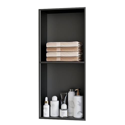 QCKNKMGG Edelstahl, Einbaunische for die Dusche aus Edelstahl mit Ablagen, Keine Fliesen erforderlich, 1 Stück, Mehrfarbig, mehrere Größen(Black,28x70cm) von QCKNKMGG