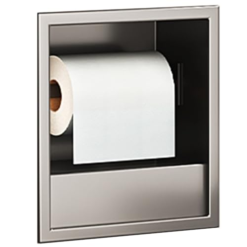 QCKNKMGG Edelstahl, Eingebauter Duschnischen-Aufbewahrungsschrank aus Edelstahl, Toilettenpapierhalter mit abnehmbarem Mülleimer, Schwarz, Weiß, Grau, mehrere Größen(Black,17X23X12.5cm) von QCKNKMGG