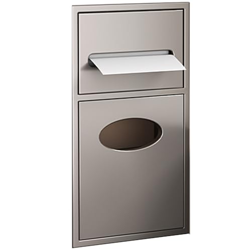 QCKNKMGG Edelstahl, Eingebauter Duschnischen-Aufbewahrungsschrank aus Edelstahl, Toilettenpapierhalter mit abnehmbarem Mülleimer, Schwarz, Weiß, Grau, mehrere Größen(Black,20X52X13.5cm) von QCKNKMGG
