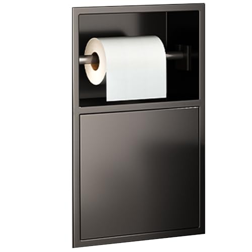QCKNKMGG Edelstahl, Eingebauter Duschnischen-Aufbewahrungsschrank aus Edelstahl, Toilettenpapierhalter mit abnehmbarem Mülleimer, Schwarz, Weiß, Grau, mehrere Größen(Grey,20X38X12.5cm) von QCKNKMGG