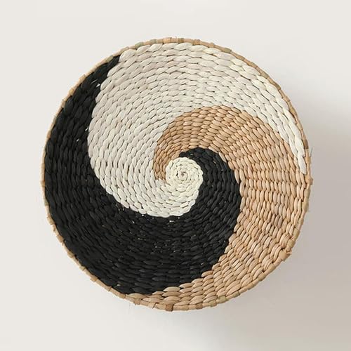 QCKNKMGG Meeresfrüchte, Hängender Wandkorb aus gewebtem Stroh, Teller, Mehrfarbig, 30 cm/40 cm(D) von QCKNKMGG