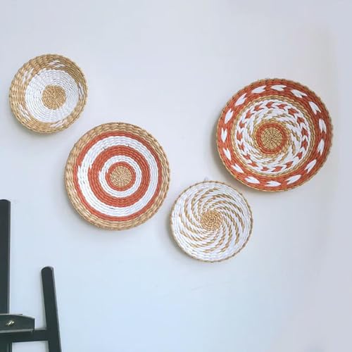 QCKNKMGG Meeresfrüchte, Handgewebte dekorative Tabletts aus Weidenrattan, Wandbehang, Zubehör in Mehreren Größen(E 4pcs) von QCKNKMGG