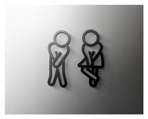Selbstklebendes Toilettenzeichen, Acryl Männer und Frauen WC Zeichen selbstklebende Wand Tür Aufkleber mehrere Größen(1,18x11cm Grey) von QCKNKMGG
