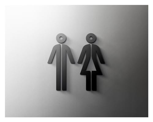 Selbstklebendes Toilettenzeichen, Acryl Männer und Frauen WC Zeichen selbstklebende Wand Tür Aufkleber mehrere Größen(13,18x11cm Grey) von QCKNKMGG