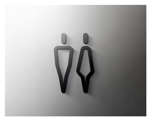 Selbstklebendes Toilettenzeichen, Acryl Männer und Frauen WC Zeichen selbstklebende Wand Tür Aufkleber mehrere Größen(15,18x11cm Black) von QCKNKMGG