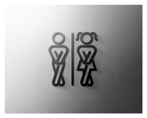 Selbstklebendes Toilettenzeichen, Acryl Männer und Frauen WC Zeichen selbstklebende Wand Tür Aufkleber mehrere Größen(2,18x11cm Black) von QCKNKMGG