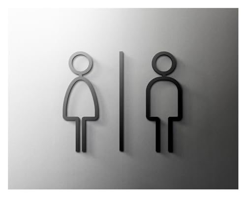 Selbstklebendes Toilettenzeichen, Acryl Männer und Frauen WC Zeichen selbstklebende Wand Tür Aufkleber mehrere Größen(3,25x16cm Gold) von QCKNKMGG