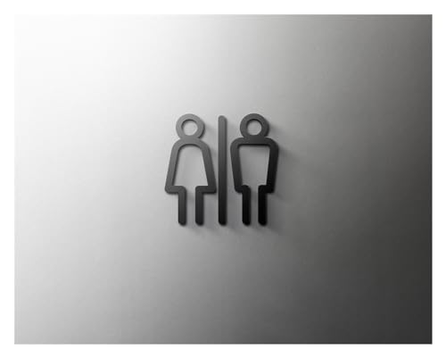 Selbstklebendes Toilettenzeichen, Acryl Männer und Frauen WC Zeichen selbstklebende Wand Tür Aufkleber mehrere Größen(4,18x11cm Grey) von QCKNKMGG