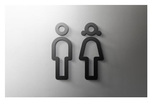 Selbstklebendes Toilettenzeichen, Acryl Männer und Frauen WC Zeichen selbstklebende Wand Tür Aufkleber mehrere Größen(7,25x16cm Gold) von QCKNKMGG