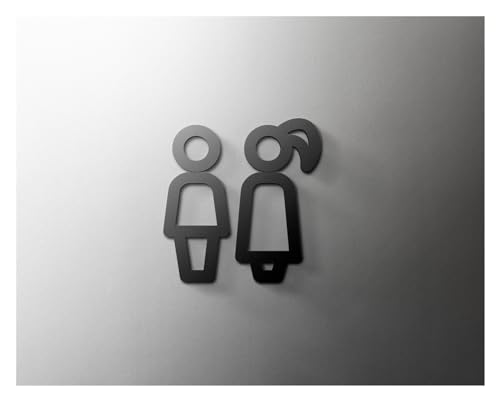 Selbstklebendes Toilettenzeichen, Acryl Männer und Frauen WC Zeichen selbstklebende Wand Tür Aufkleber mehrere Größen(9,25x16cm Grey) von QCKNKMGG