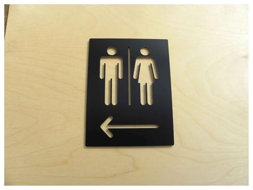 Selbstklebendes Toilettenzeichen, Aluminum Alloy Toilet Sign Plate 3D Self-Adhesive Multicolor Multiple Sizes(Black,28X18CM) von QCKNKMGG