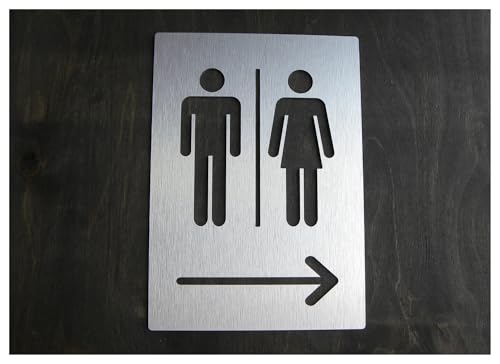 Selbstklebendes Toilettenzeichen, Aluminum Alloy Toilet Sign Plate 3D Self-Adhesive Multicolor Multiple Sizes(Silver,20x14cm) von QCKNKMGG