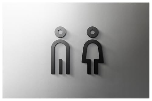 Selbstklebendes Toilettenzeichen, Männer Frauen Toilette Zeichen Aufkleber for Toilette Tür Wand Multicolor mehrere Größen(22,Grey 25x16cm) von QCKNKMGG