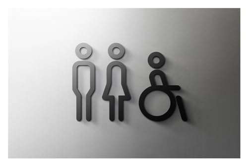 Selbstklebendes Toilettenzeichen, Männer Frauen Toilette Zeichen Aufkleber for Toilette Tür Wand Multicolor mehrere Größen(26,Grey 25x16cm) von QCKNKMGG