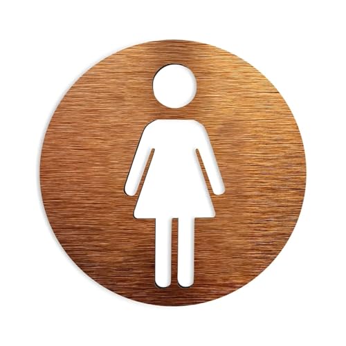 Selbstklebendes Toilettenzeichen, Toilettenschild Aluminium Gold Silber Mehrere Größen(Women,10x10cm) von QCKNKMGG