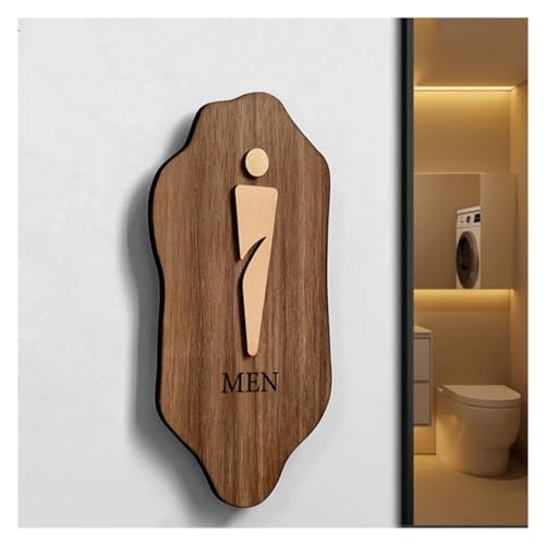 Selbstklebendes Toilettenzeichen, Toilettenschild aus Holz und Acryl, for Männer und Frauen, selbstklebend, Wandaufkleber, 20 x 10 cm oder 25 x 12 cm(1,20x10cm) von QCKNKMGG