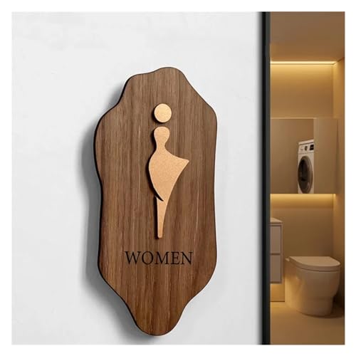 Selbstklebendes Toilettenzeichen, Toilettenschild aus Holz und Acryl, for Männer und Frauen, selbstklebend, Wandaufkleber, 20 x 10 cm oder 25 x 12 cm(2,20x10cm) von QCKNKMGG