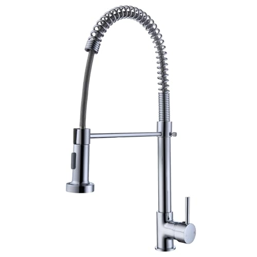Waschbecken, Kupfer Küchenarmatur Schwarz Pulldown 50 cm Sprühschlauch Doppelfunktion Sprühkopf Einzelloch(Electroplating Small Spring) von QCKNKMGG