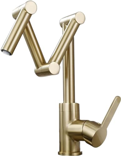 Waschbecken, Messing Deck Mounted Pot Filler Folding Single Handle 360 ​​rotierenden Heiß Kalt Mixer Multicolor(Brushed Gold) von QCKNKMGG