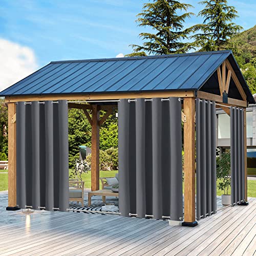 QCLUEU Outdoor Vorhang Wetterfest mit ösen Oben und Unten,Wasserdicht Sichtschutz Sonnenschutz Outdoor Gardine für Balkon Terrasse Veranda Pergola Gartenlaube von QCLUEU