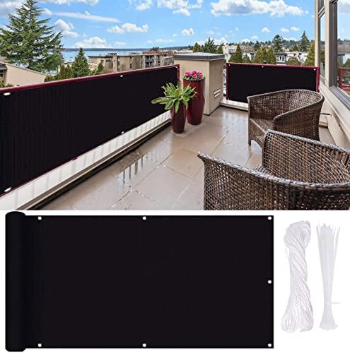 QCLUEU Balkon Sichtschutz, 75x800cm Balkon Abdeckung mit Ösen und Kabelbinder,Sichtschutz Windschutz Balkonverkleidung Balkonbespannung Sichtschutz für Balkongeländer, Terrasse & Garten von QCLUEU