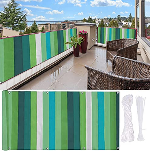 QCLUEU Balkon Sichtschutz, 85x300cm Balkon Abdeckung mit Ösen und Kabelbinder,Sichtschutz Windschutz Balkonverkleidung Balkonbespannung Sichtschutz für Balkongeländer, Terrasse & Garten von QCLUEU